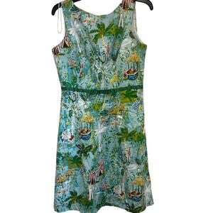 Sangria Dress Fruits of Summer Palm Tree Hut Beach Theme Sleeveless